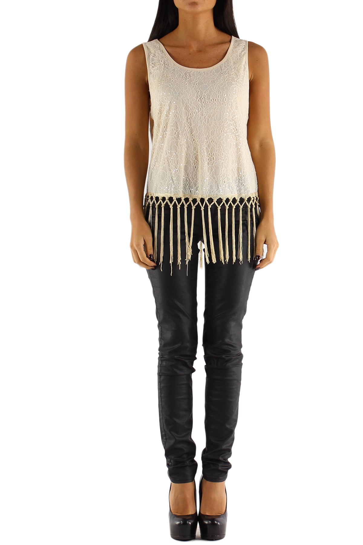 Blonde top med pailletter