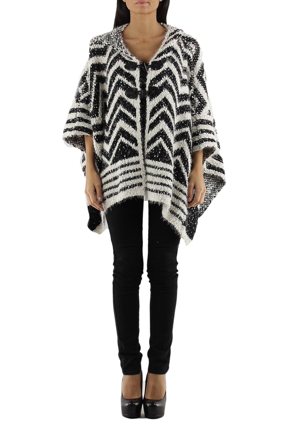 Oversize poncho - Cardigan med knapper