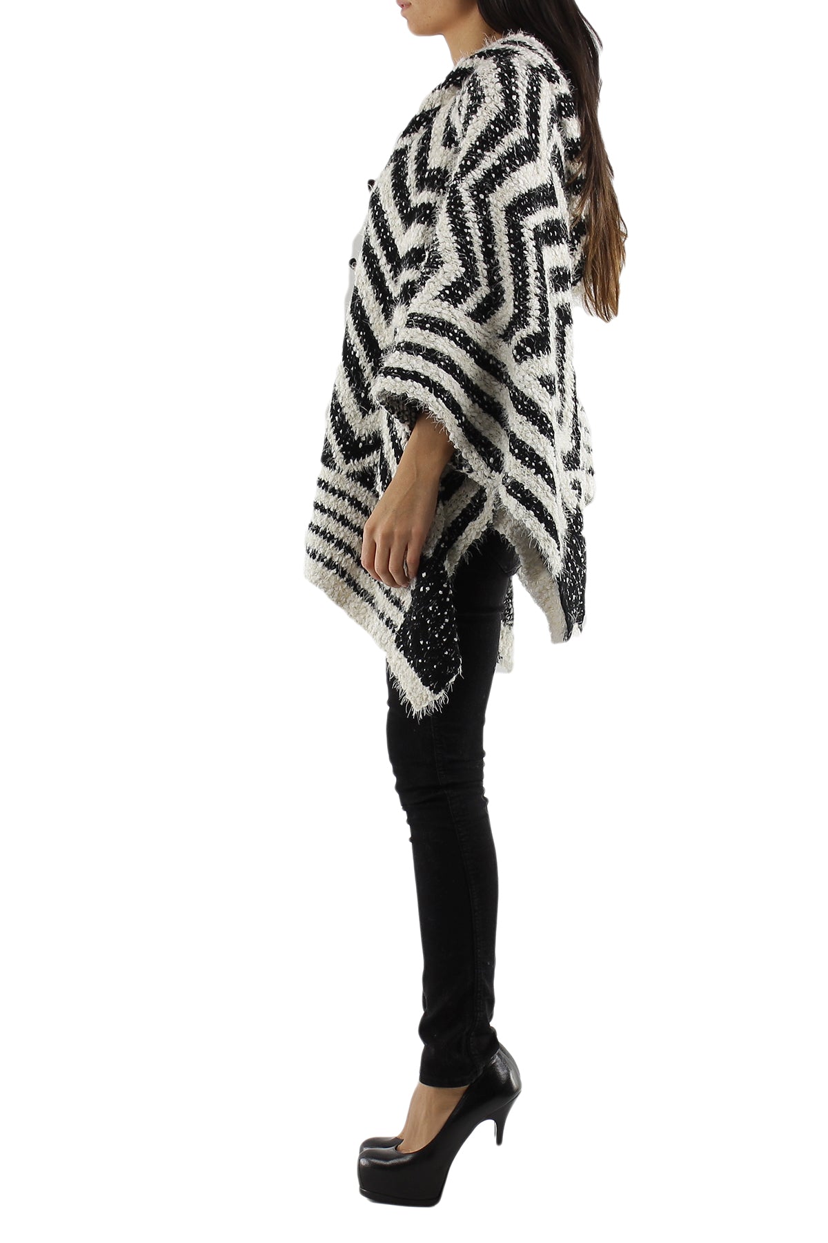 Oversize poncho - Cardigan med knapper