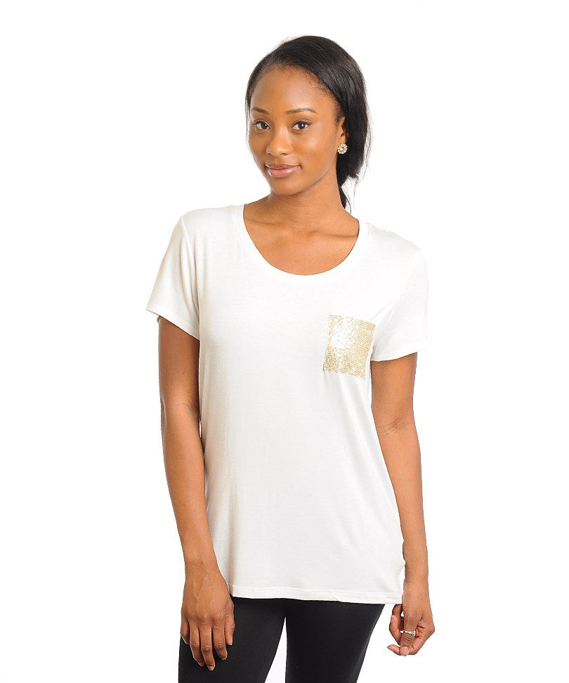 Hvid t-shirt med pailetter